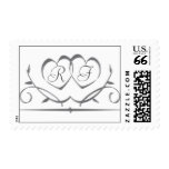Silver heart with initials - diy - 65 cents postage stamp