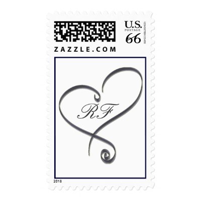 Silver heart with initials - diy - 65 cents stamp