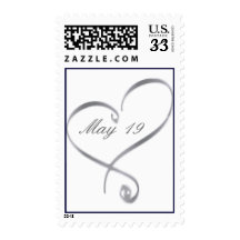 Silver heart with initials - diy - postage