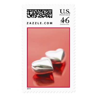 Silver Hearts (2) [CUSTOMIZE] Postage Stamp