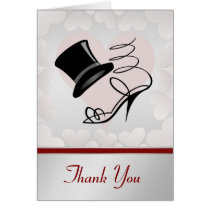Silver Hearts Black Top Hat and High Heels Cards