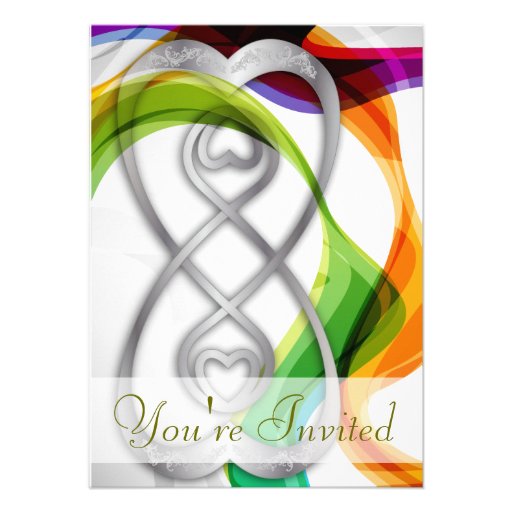 Silver Hearts Double Infinity & Rainbow Ribbons- 1 Personalized Announcement