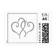 Silver Hearts Postage Stamps