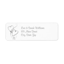 Silver Hearts Return Address Labels