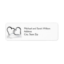 Silver Hearts Return Address Labels