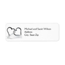 Silver Hearts Return Address Labels
