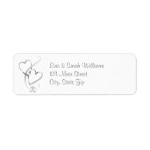 Silver Hearts Return Address Labels