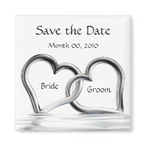 Silver Hearts Save the Date magnets