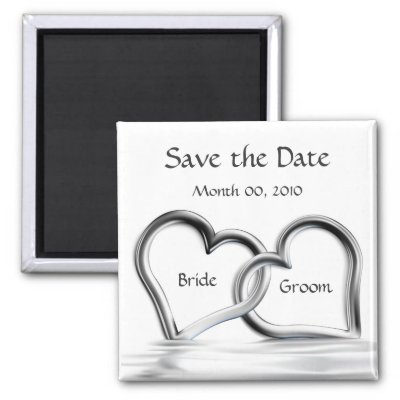 Silver Hearts Save the Date magnets