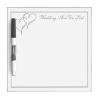 Silver Hearts Wedding To-Do List Dry Erase Board