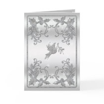 Silver Holly and Dove Greeting cards
