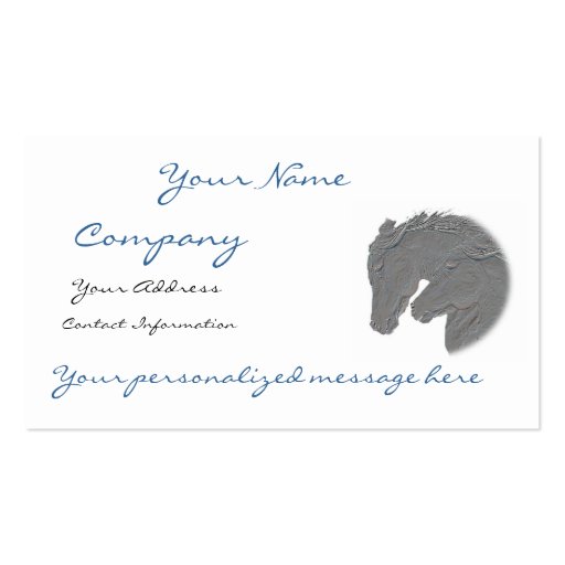 Silver Horse Heads Business Card (front side)