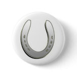 Silver Horse Shoe Pinback Button