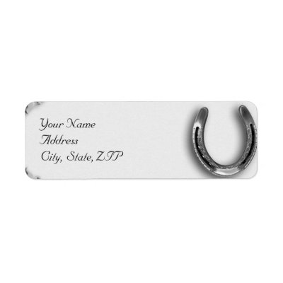 Silver Horseshoe on White Custom Return Address Labels