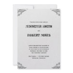 Silver Horseshoe on White Wedding Invitation