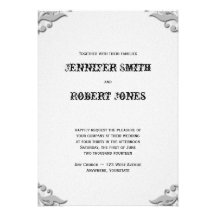 Silver Horseshoe on White Wedding Invitation