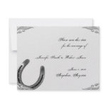 Silver Horseshoe on White Wedding Save the Date Custom Invitations