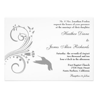 Silver Hummingbird Wedding Invitation