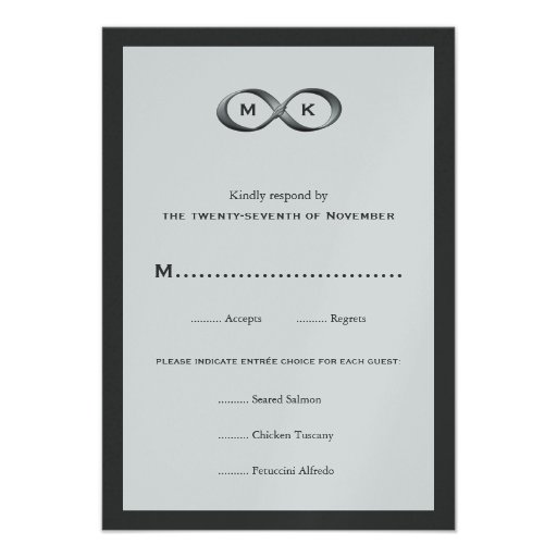 Silver Infinity Hand Clasp Wedding RSVP Card Custom Invites from