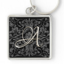 Silver Initial Black Renaissance Keychain
