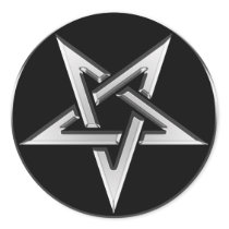 Silver Inverted Pentagram stickers by pentagramstar Silver Inverted Pentagram stickers