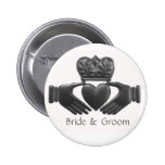 Silver Irish claddagh bride and groom button