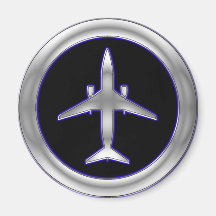 Silver Jet Aircraft Refrigerator Magnets