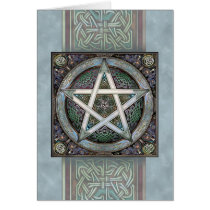 Silver Knotwork Pentacle Greeting Card