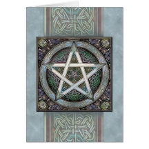 Silver Knotwork Pentacle Greeting Card