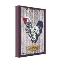 Silver Laced Wyandotte Rooster Stretched Canvas Print