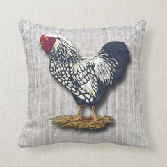 Silver Laced Wyandotte Roosters LIght Barnboards Pillows