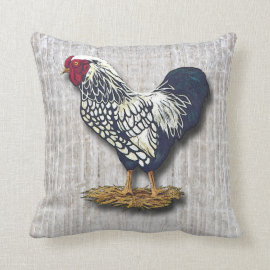 Silver Laced Wyandotte Roosters LIght Barnboards Pillows