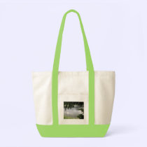 Silver Lake Framed by Evergreen Boughs bags