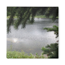 Silver Lake Framed by Evergreen Boughs magnets by BlueSkiesGallery Silver Lake Framed by Evergreen Boughs magnets