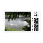 Silver Lake Framed by Evergreen Boughs postage