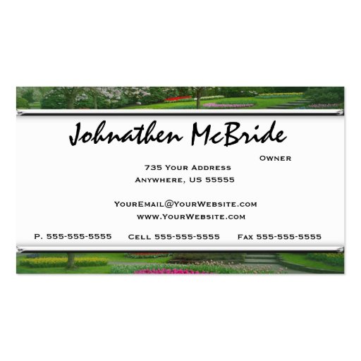 Silver Landscaping Lawn Logo Photo Business Cards (back side)