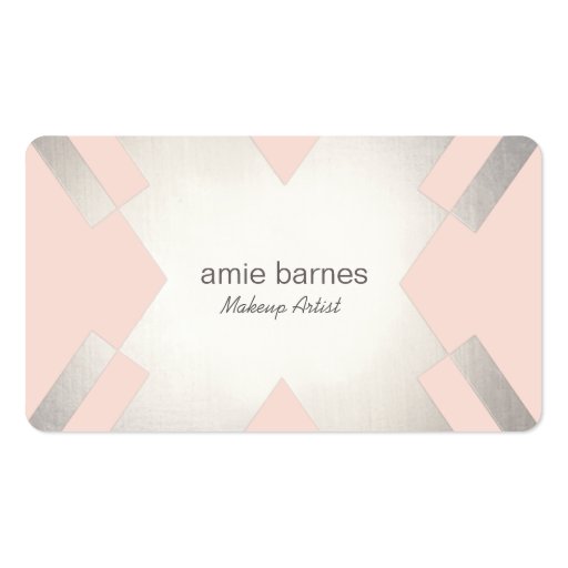 Silver & Light pink Cosmetology Hair and Makeup Business Card Templates (front side)