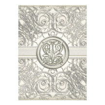 Silver Look Swirl Heart Elegant Wedding Save Date Custom Invites