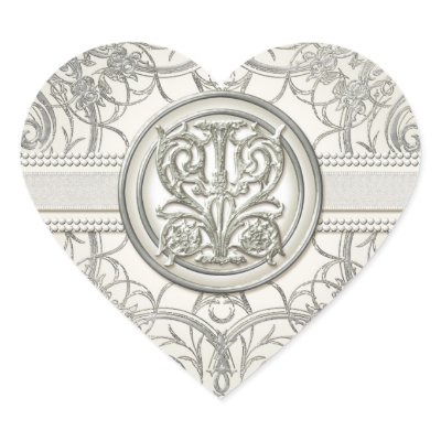 Silver Look Swirl Heart Elegant Wedding Seals Heart Stickers