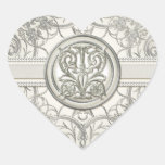 Silver Look Swirl Heart Elegant Wedding Seals Heart Stickers