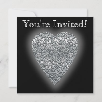 Silver Love Heart! Playing Card Pattern! Custom Invitations by PsyborgAli