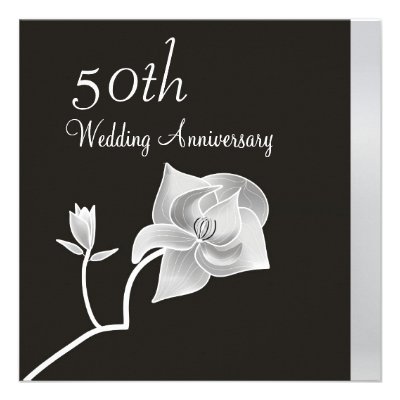 Silver Magnolia 50th Anniversary Invitation