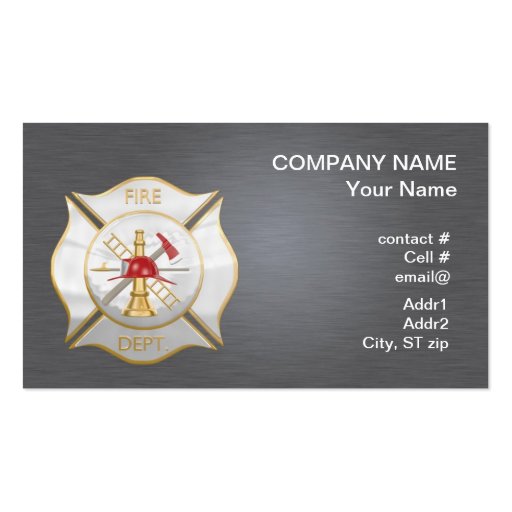 Silver maltese  firefighting cross business cards (front side)