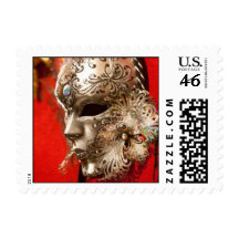 Silver Mask On Red Stamps