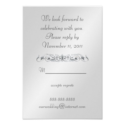Silver Masquerade Green Jeweled RSVP Invitation