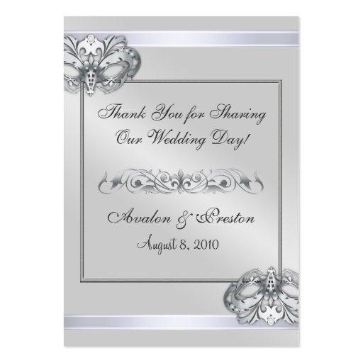 Silver Masquerade Pink Jeweled Table PlaceCard Business Card Templates (back side)