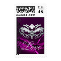 Silver Masquerade Pink Valentines Love Postage