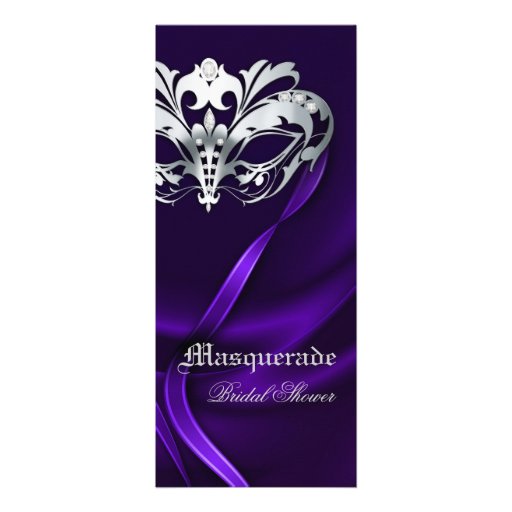 Silver Masquerade Purple Bridal Shower Invitation