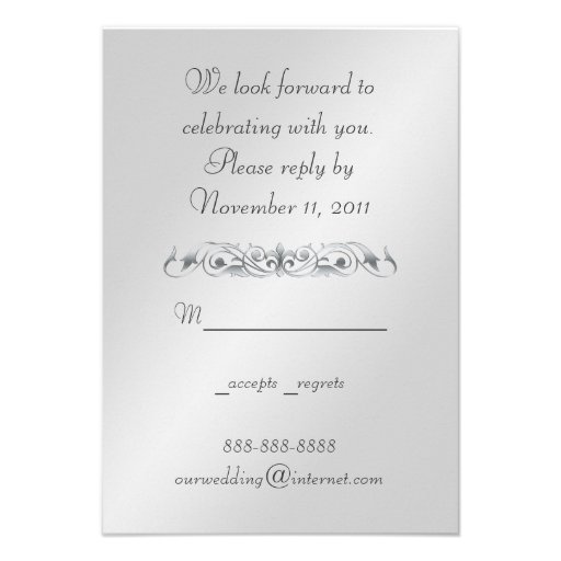 Silver Masquerade Red Jeweled RSVP Invitation