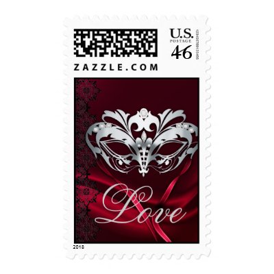 Silver Masquerade Red Valentines Love Postage